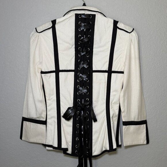 NWT CORSET STORY Steampunk Double Breasted Corset Jacket Ivory Sz 26" - Picture 11 of 16